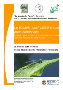 PNR Monti Aurunci - seminario libellule_-_locandina_AVELLINESE_25.02.2016